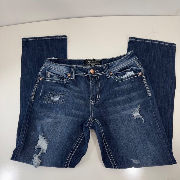Cato Premium Women SZ 10P Distressed Bootcut Jeans With Embroidered Back Pockets - Picture 10 of 16